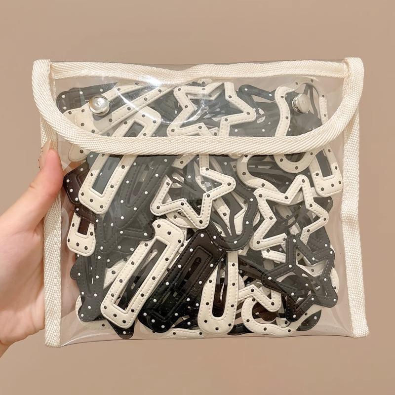 Черно-белая заколка для волос в горошек в виде звезды для женщин - Милая заколка для боковой челки, заколка-облачко, заколка для лба и непослушных волос