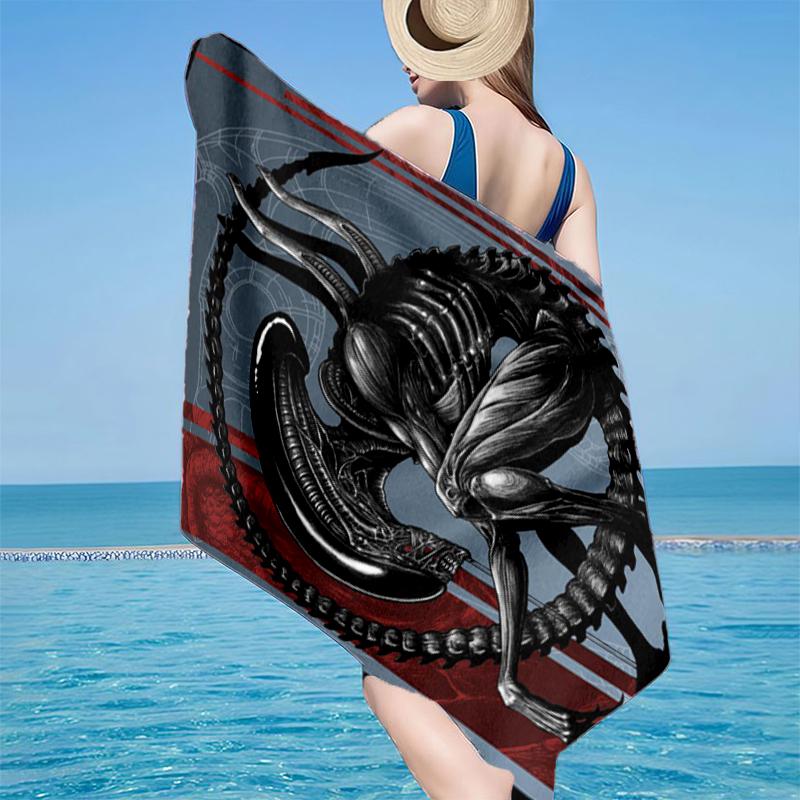 Alien horror Artwork Beach Towel, Super Soft Microfiber, Gift for Her/Him, Birthday, for Pool, Beach, Travel, Home Decor Fan gifts