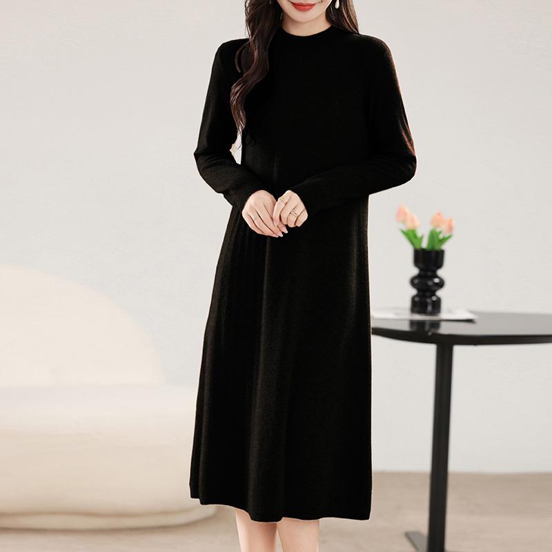 Women's Cashmere Dress Qinghe Cashmere 30% Cashmere 70% Wool Autumn and Winter Cashmere Skirt Soft and Warm