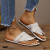 Fashion Large Size Flat Bottom Clip Toe Slippers Women 2025 New Tassel Belt Buckle Decoration Outer Wear Beach Slippers Casual Shoes