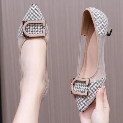 Модные женские туфли на высоком каблуке, уличные, с острым носком, на квадратном каблуке, лодочки с мелким вырезом, модные сетчатые, на массивном каблуке, слипоны, офисные туфли, zapatos de mujer