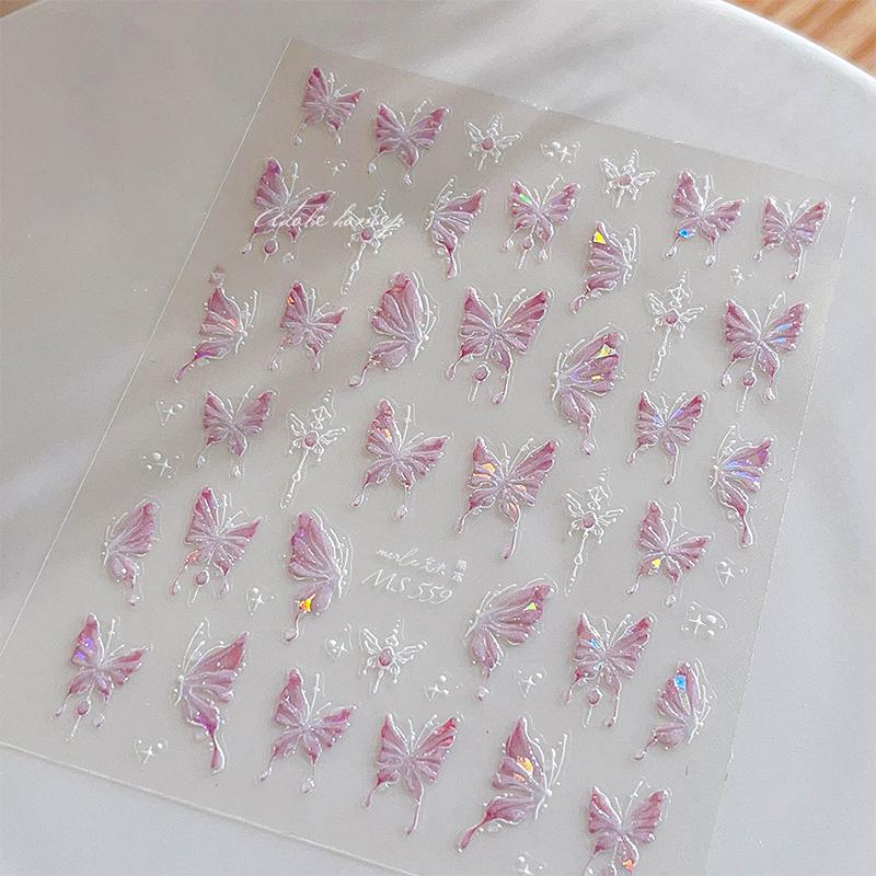 Butterfly Shape Shiny Nail Sticker Nail Styling Stereoscopic Nail Decal Diy Art Salon Nail Art Enthusiasts