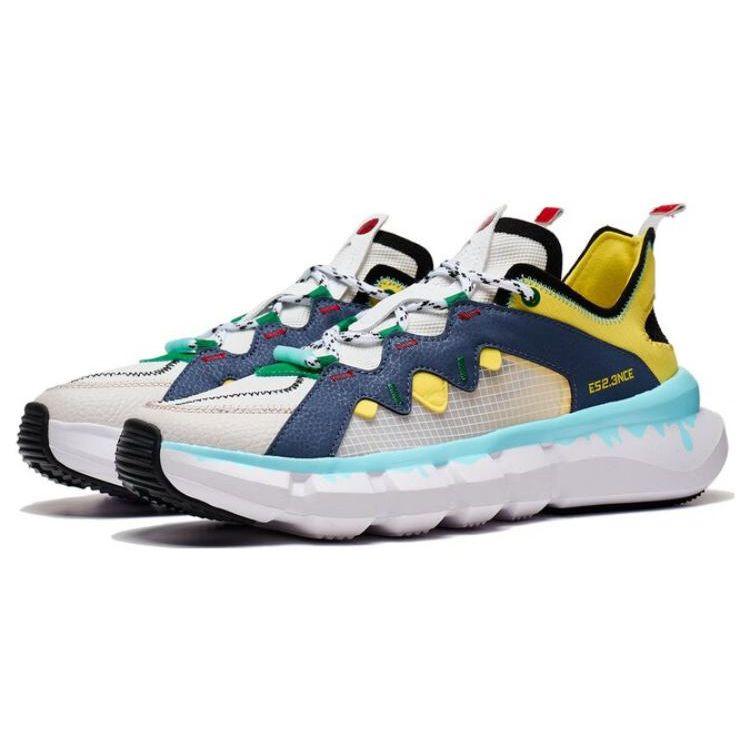 Кроссовки для баскетбола Li Ning Wudao Slip Resistant Durable Low Top Retro, мужские, белые, синие, желтые, ABCT049-3