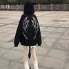 Готические толстовки на молнии в стиле Харадзюку, женские топы в готическом стиле, японская уличная одежда, толстовка с капюшоном, осенние пуловеры