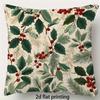 Holly Berry Pillow Cover Vintage Botanical Print Festive Pine Branch Cushion Case For Sofa Bed Couch Rustic Home Decor Gifts