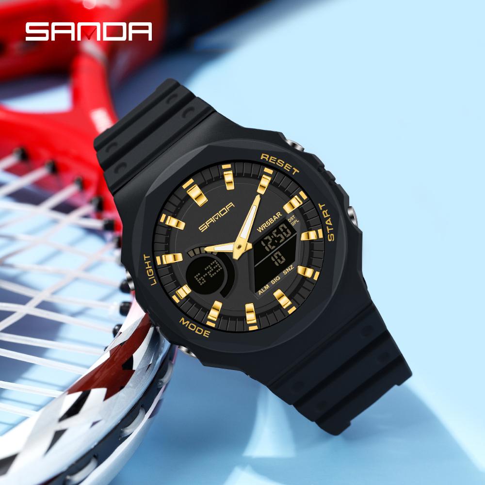 Sanda New Casual Men's Watches 50m Waterproof Sport Quartz Watch For Male Wristwatch Digital G Style Shock Relogio M