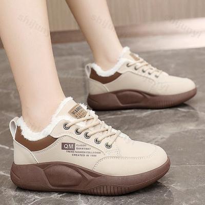 Зимние Толстые Плюшевые Теплые Низкие Повседневные Одинарные Туфли для Женщин Модные Мягкая Подошва Удобные Пушистые Хлопковые Массивные Туфли