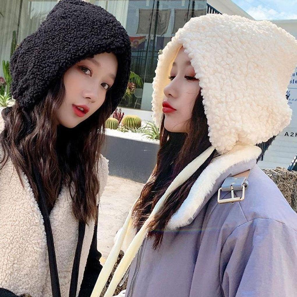 Меховая шапка-подбородок для зимы теплая и милая