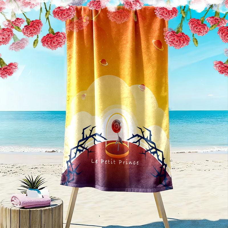Little Prince Star Print Beach Towel, Large Soft Quick Dry Towel for Beach Camping Swimming