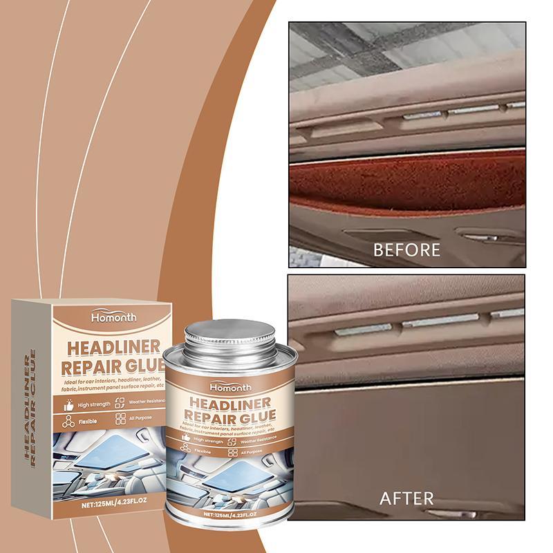 Клей для ремонта обивки потолка 125 мл, эластичный клей для обивки крыши автомобиля, прозрачный клей для обивки автомобилей, с кисточкой, подходит для автомобилей