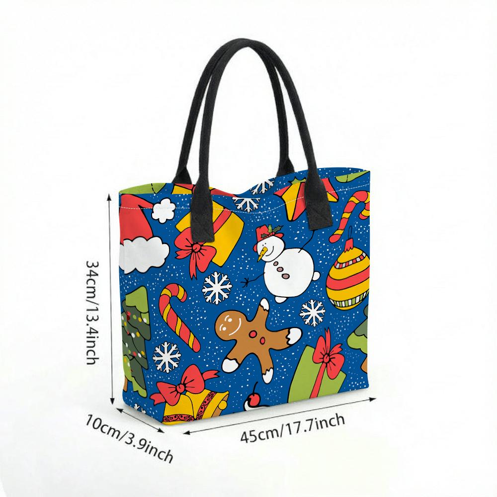 Christmas Print Women Tote Bag Casual Large Capacity Handbag for Holiday