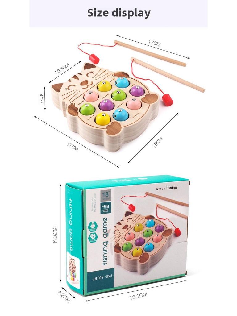 CPC Kids Магнитная игра «Рыбалка с котятами» – деревянная развивающая игрушка для тренировки концентрации