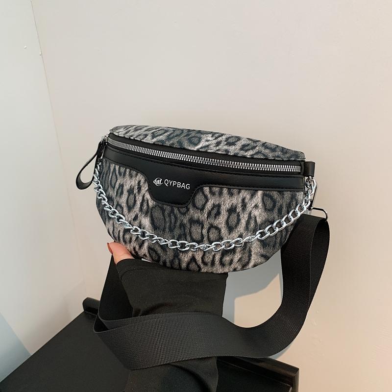 Сумка на талию с застежкой-молнией для женщин с леопардовым принтом, модная мягкая нагрудная сумка через плечо
