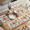 Traditional Polish Floral Heat Resistant Washable Table Placemats Kitchen Dining Decor 4 Piece Set