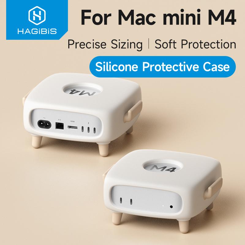 Hagibis Silicone Protective Cover Case for Mac Mini M4/M4 Pro/M5/M6 Soft Shockproof Anti-Scratch Dock Dustproof Desk Stand Cute