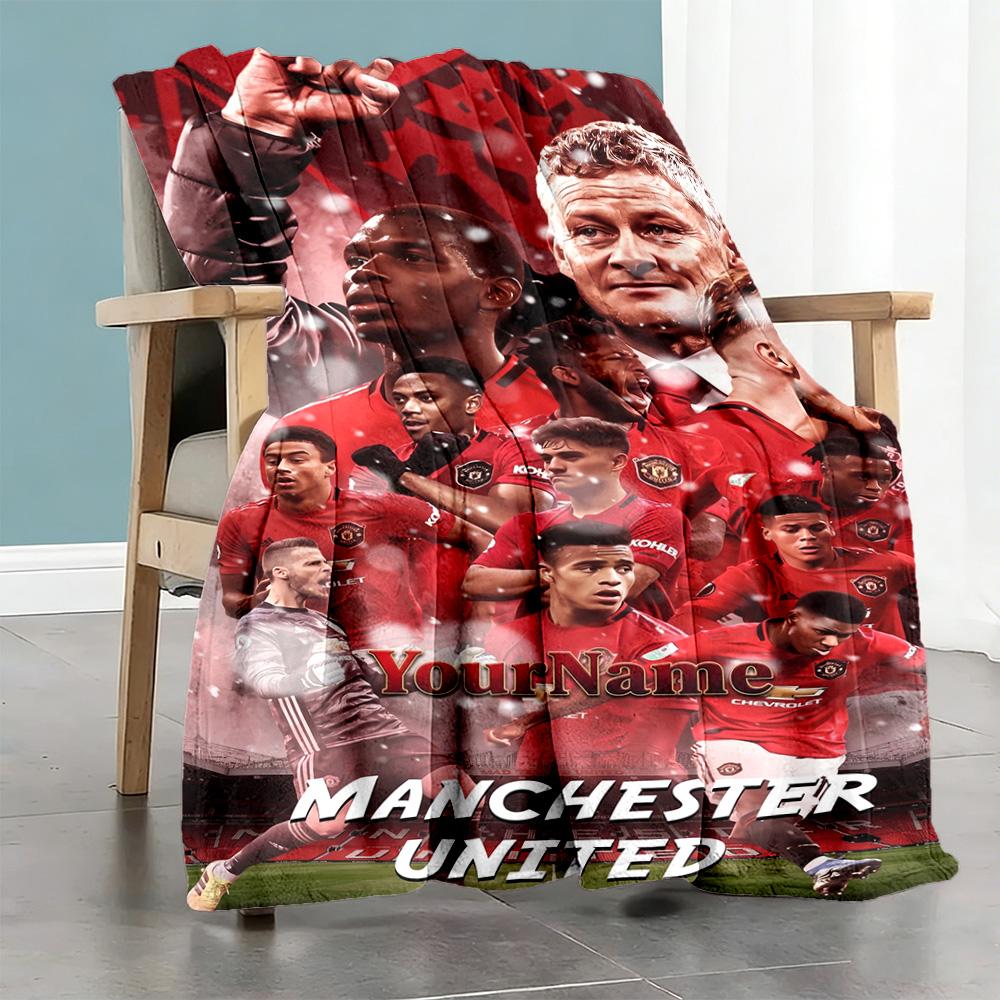 Manchester Personalized Text Blanket Gift Customizable Blanket Soft Warm Cozy Versatile for Bed Office Chair Office Chair Four Seasons Universal