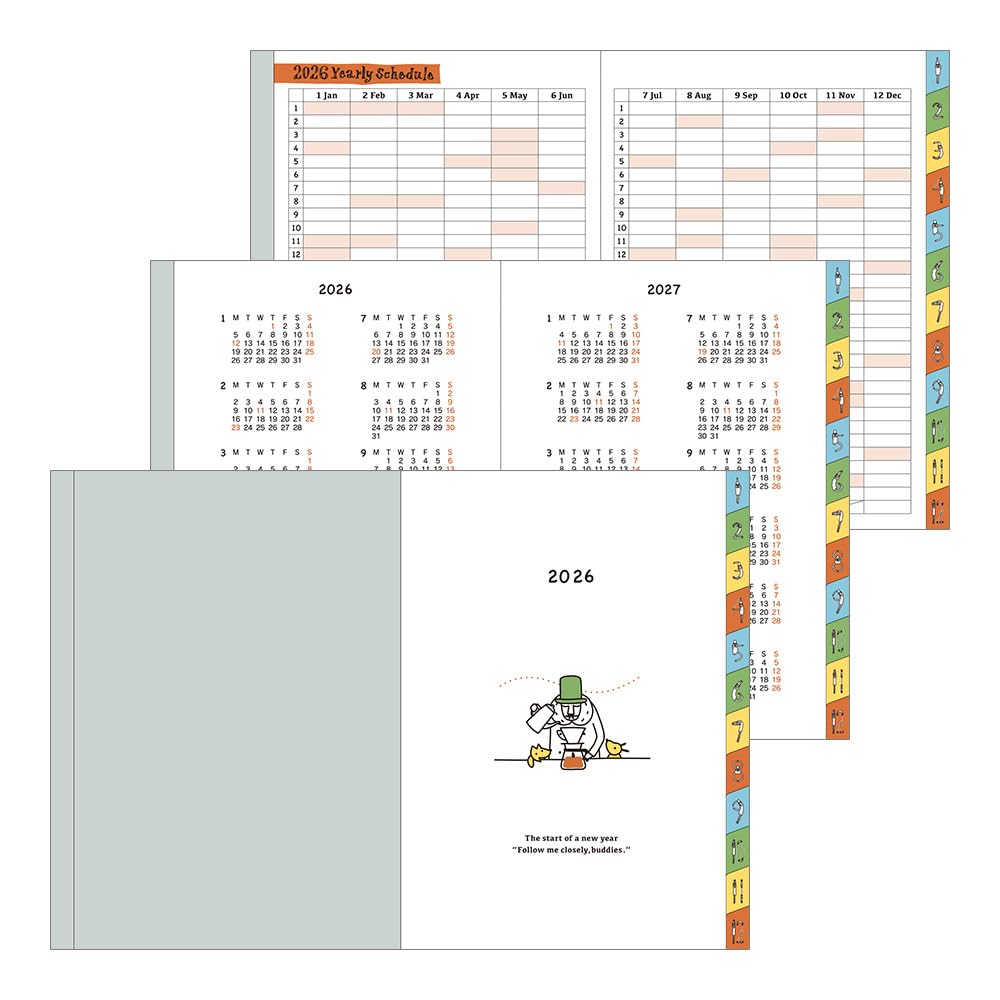 Карманный дневник Midori, 2026, A6, Недельный, Лимитированное издание, с закладкой, Дизайн «Старик», 22371006 (Начинается в январе 2026 года)