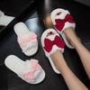 Plush Large European and American Plush Bow Cotton Slippers Plush Cotton Slippers