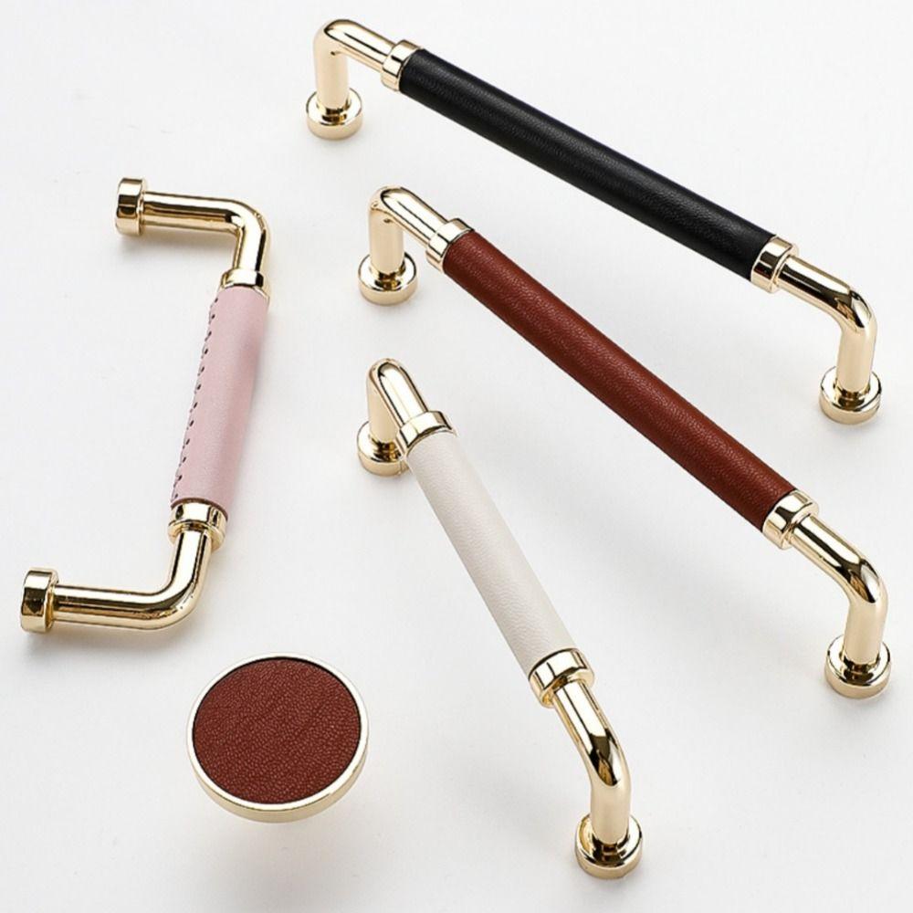 Nordic Wardrobe Door Handles Handmade Cabinet Drawer Knobs Leather Hardware Handle Multipurpose