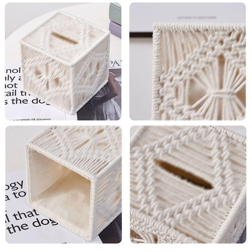 Cotton Tissue Box Cover Square Napkin Case Portable Tissues Holder Countertop Decor