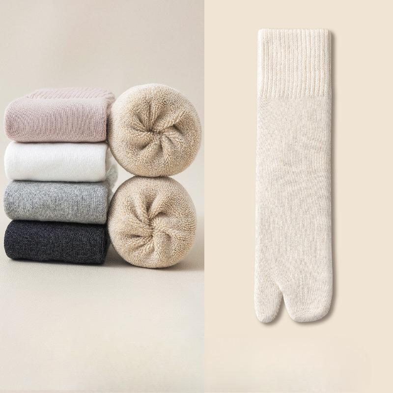 Two-toed Sock Children's Winter and Autumn Padded and Thickened Warm Extra-thick Thumb-separated Toe Socks Winter Long Socks
