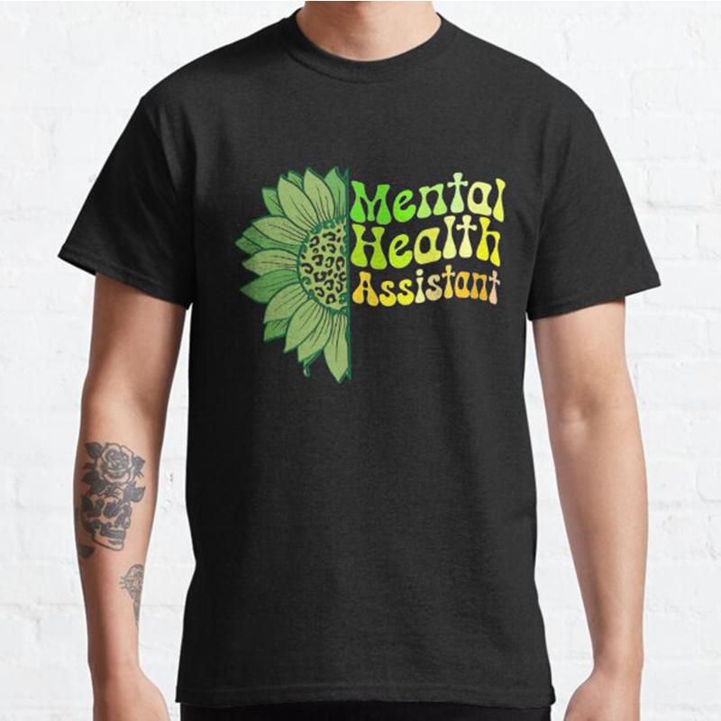Men Fashion Casual Short Sleeves Mental Health Assistant Tops Aesthetic Vintage Oversized T-shirts
