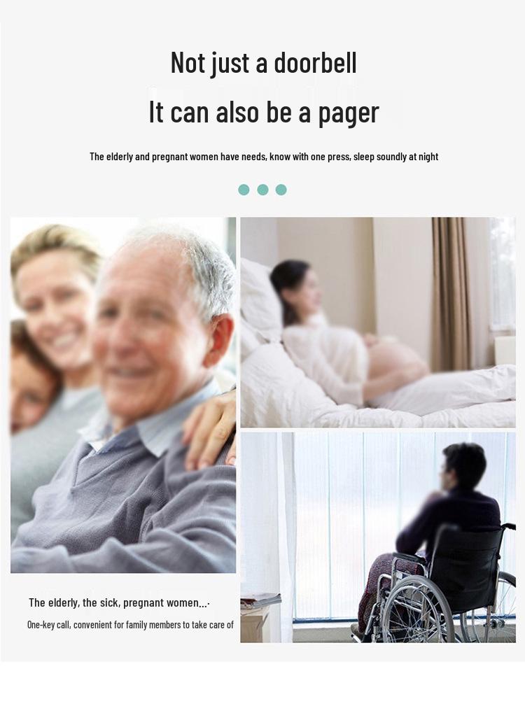 Wireless Self-Powered Long-Range Entry Doorbell for Elderly, Multi-Volume, No Battery Needed