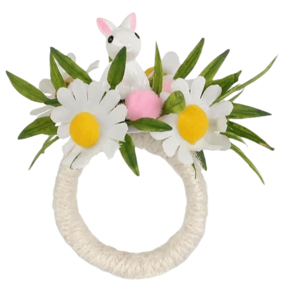 Reusable Bunny Napkin Holders Plastic Floral Napkin Buckles Easter Napkin Rings