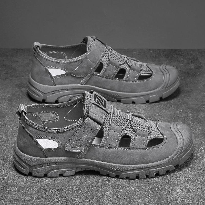 2024 New Summer Outdoors Penetration Men's Sandals Hollow Sandals Men Ventilate Wear-resistant Non-slip Toe Cap Beach Shoes