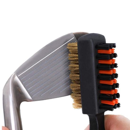 Щетка для гольфа с двухсторонними нейлоновыми щетинками, инструмент для чистки клюшек с карабином, аксессуар для сумки для гольфа для любителей гольфа