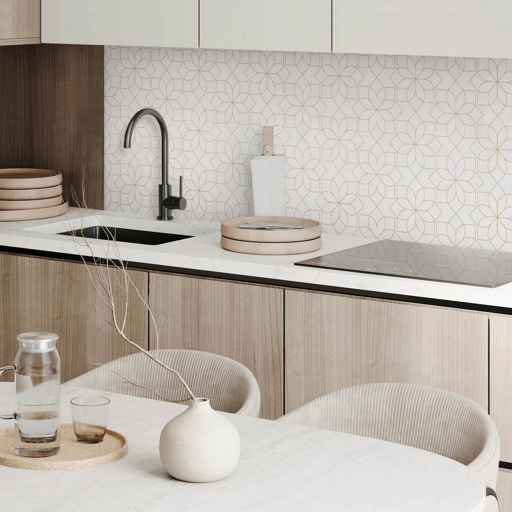 Self-Adhesive Panel With Graphics For Dining Room PVC 100x50 cm Geometric Floral Pattern