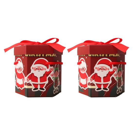 2 шт., подарочная коробка для рождественской вечеринки с портативной веревкой, праздничная конфета, печенье, рождественский подарок, бумажная коробка, упаковочные принадлежности для Рождества