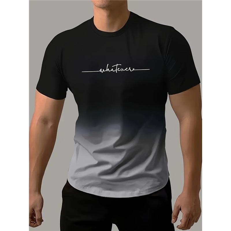 Простая градиентная 3D-печать футболка с короткими рукавами большого размера спортивная дышащая мужская одежда