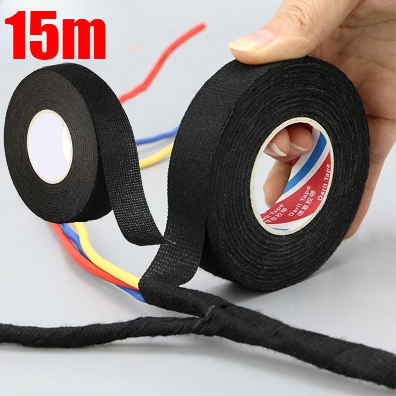 3pcs 15M Electrical Tape Heat-resistant Adhesive Cloth Fabric Tape for Automotive Cable Tape Wiring Loom Electrical Heat Tapes