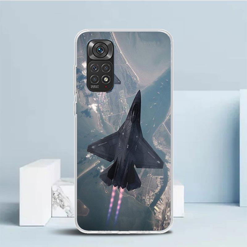 Чехол для телефона с изображением военного самолета и боевого корабля для Xiaomi Redmi Note 15 14 14S 13 12S 12 Pro Plus 11S 11 11T 11E 10S 10 + Мягкий ТПУ
