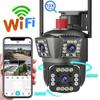 Haqiqiy 500W 2592X1944P Uch Ob'ektivli Super HD WiFi Kamera Simsiz Tashqi 10X Zum Xavfsizlik Himoyasi Kuzatuv Kameralari Avtomatik Kuzatuv P2P CCTV PTZ Kamera