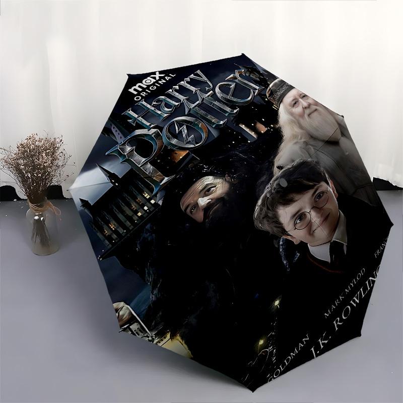 1pc Harry Potter Max Original Automatic Folding Umbrella - Compact 8-Rib Design, Durable Plastic & Iron1437L