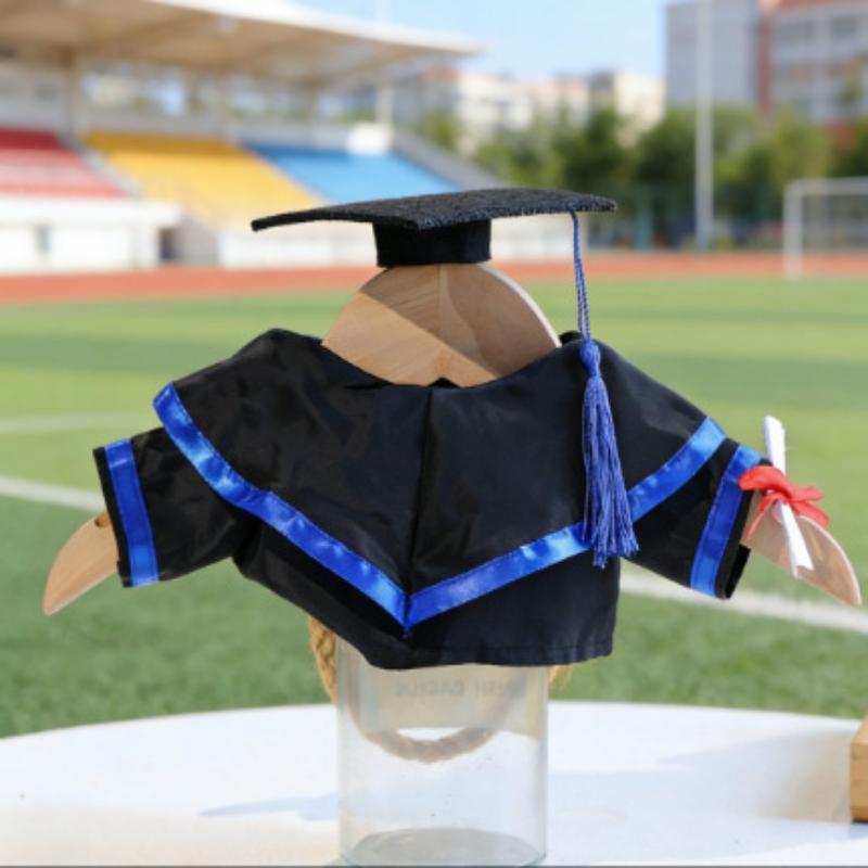 30cm Plush Bear Graduation Costume, Multi-color Doll Graduation Gown & Cap Decorative Accessories