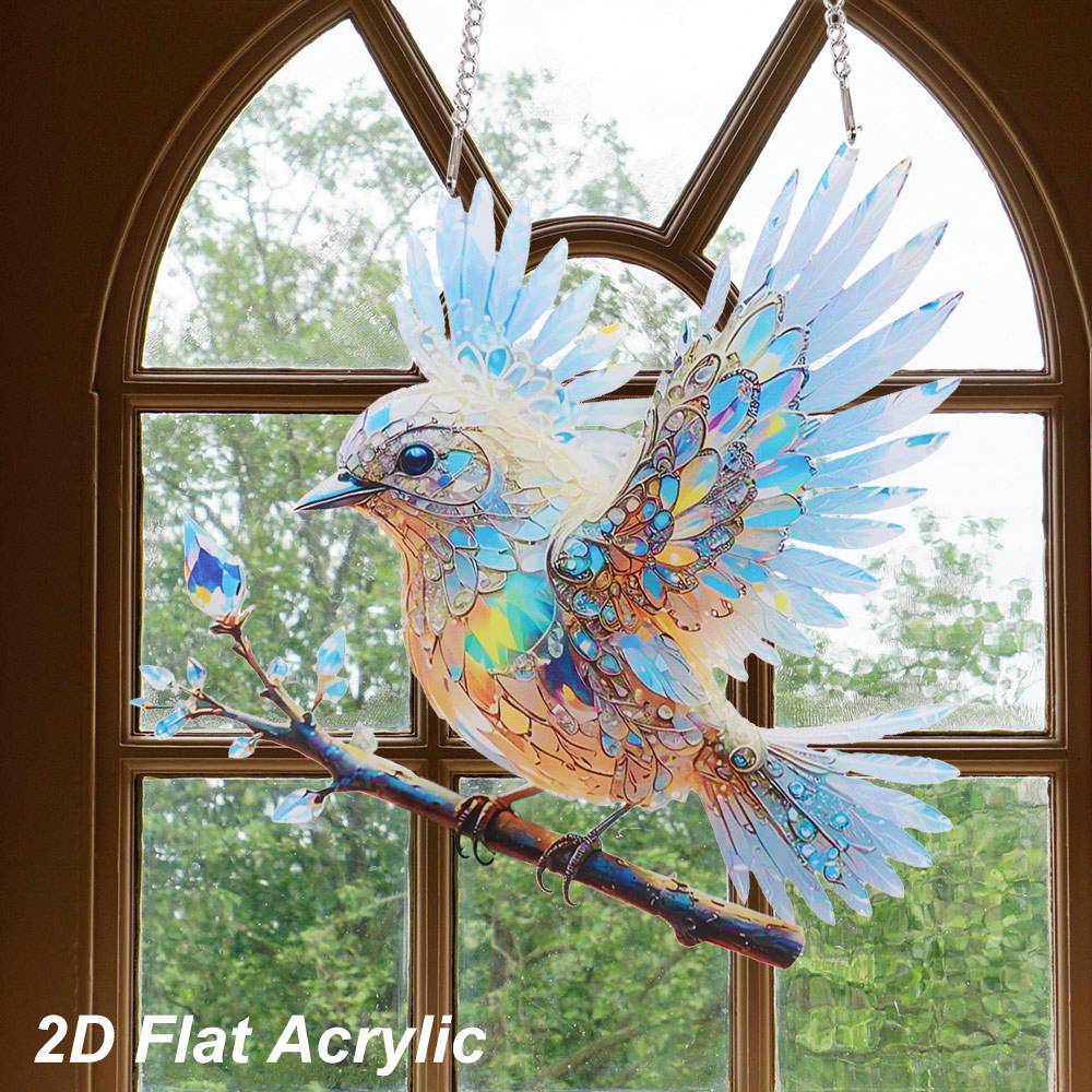 Acrylic Window Hanging Bird Sky Stained Bluebirds Suncatchers Bird Hangings Pendant  Courtyard