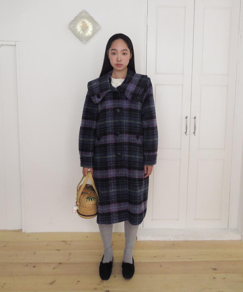 FUNFROMFUN Sailor Collar Overfit Coat, Navy