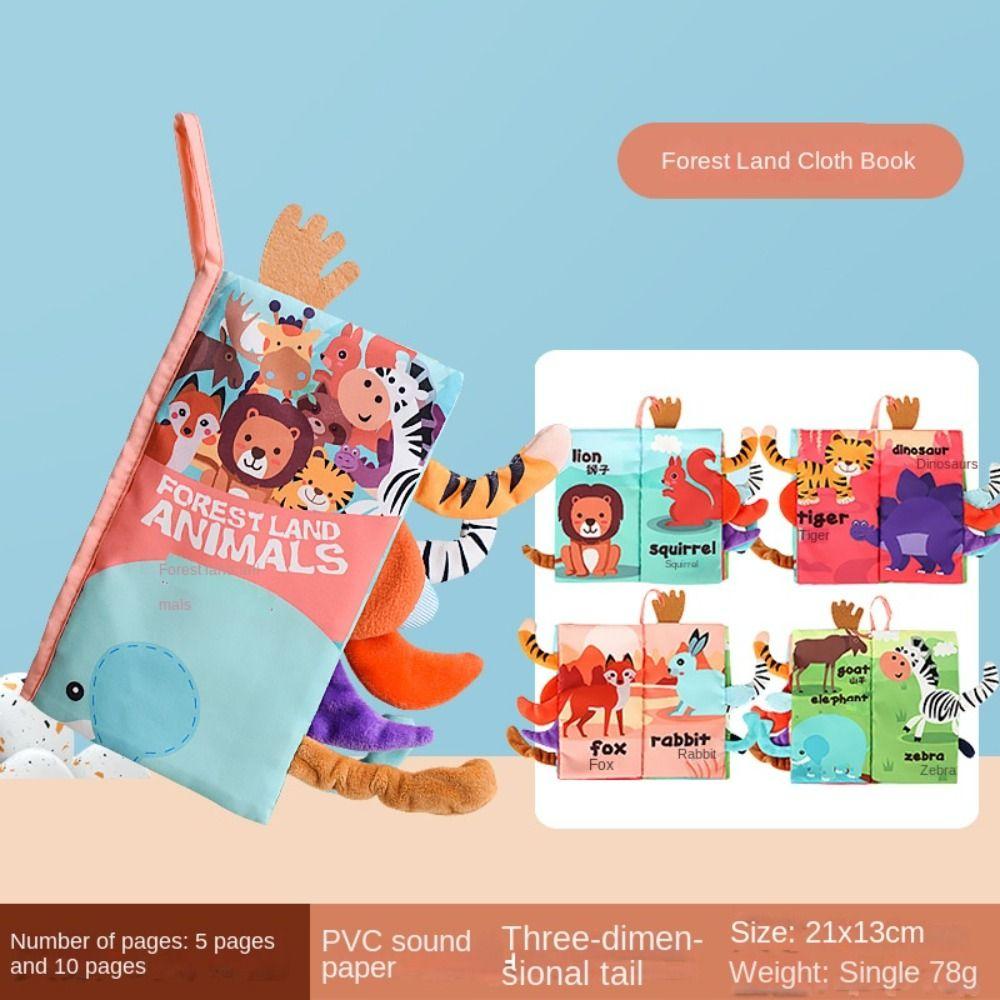 Animals Tail Kids Cloth Book Sound Paper Baby Early Learning Toy Learning Cognize