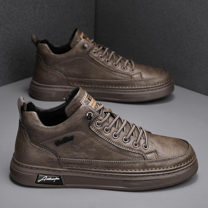 Fashion Men Sneakers Thick Bottom Outdoor Shoes Recommended British Business Style Classic All-match Wear-Resistant Spring and Autumn