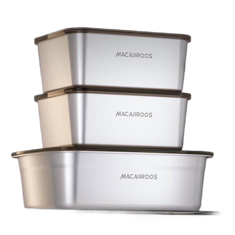 Macaiiroos 304 Stainless Steel 3-Piece Food Storage Container Set