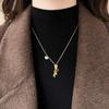 24k песочное золото циркон карп маленькая рыбка медная монета цепочка на ключицу новый китайский кулон с индивидуальностью ретро элегантный изысканный ожерелье