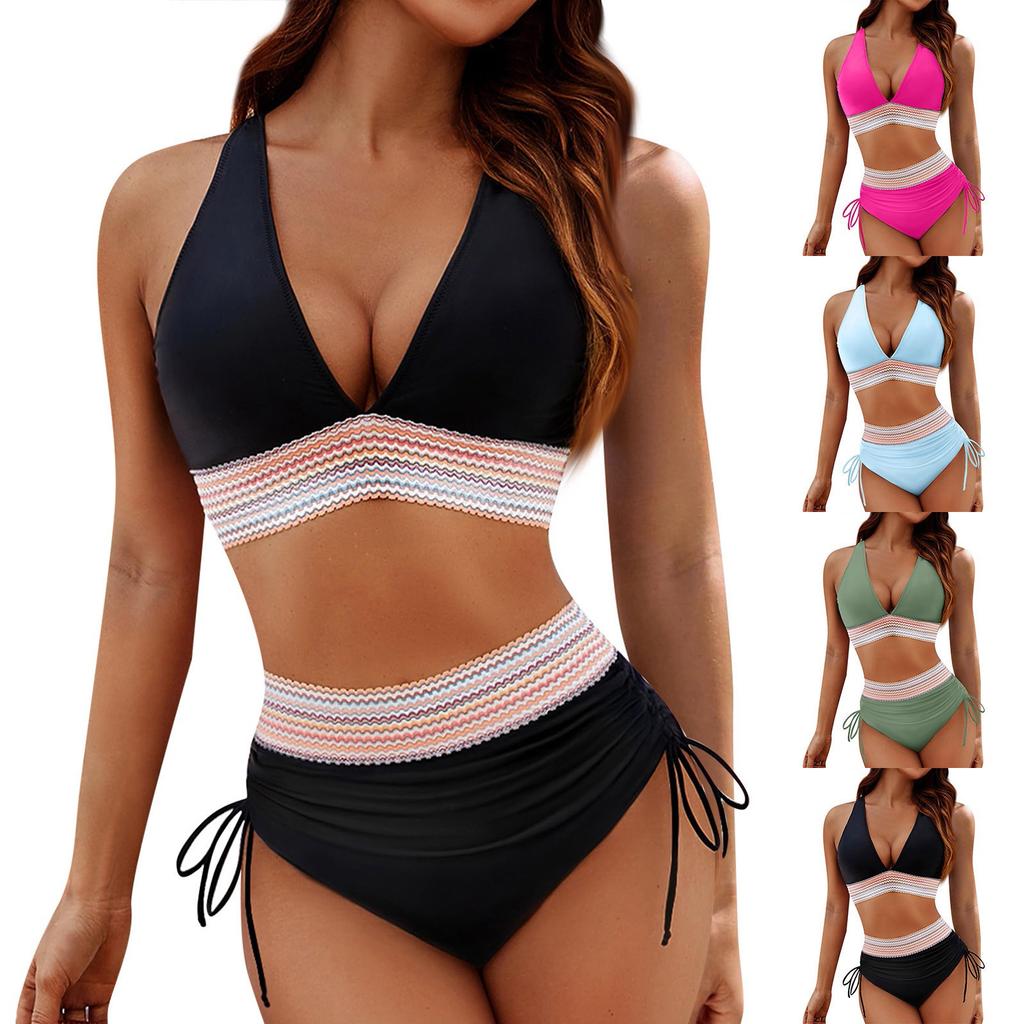 Женский раздельный сексуальный бикини, модный бюстгальтер с высокой талией, мягкий купальник без стального бюстгальтера