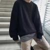 Свободный мужской пуловер, трикотаж, однотонный, круглый вырез, зимний базовый слой, повседневный свитер с круглым вырезом в гонконгском стиле, осень-зима