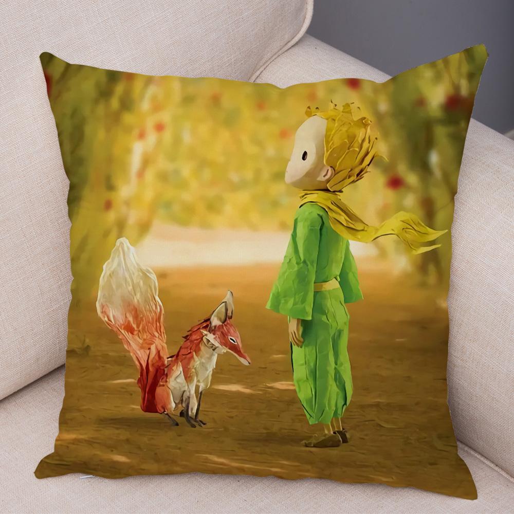 Little Prince Cushion Cover Decor France Anime Cartoon Print Pillow Case for Sofa Home Children Room Soft Plush Throw Pillowcase