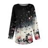 Женская мода большого размера с круглым вырезом и длинным рукавом, повседневный свободный пуловер с принтом, топ, футболки женские