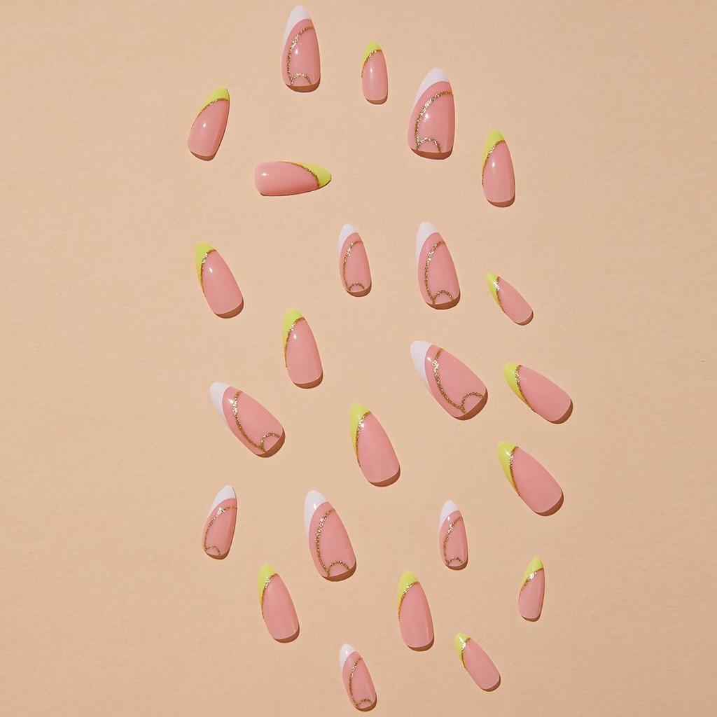 Simple French Ins Style Glitter Wearable False Nail Art Tips