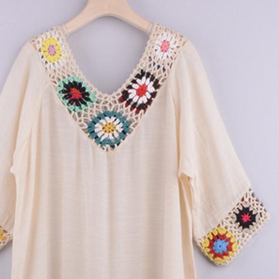 Бикини с вырезами, вязаный крючком, пэчворк, свободный облегающий солнцезащитный купальник, туника